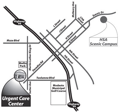 Map to the Urgent Care Center